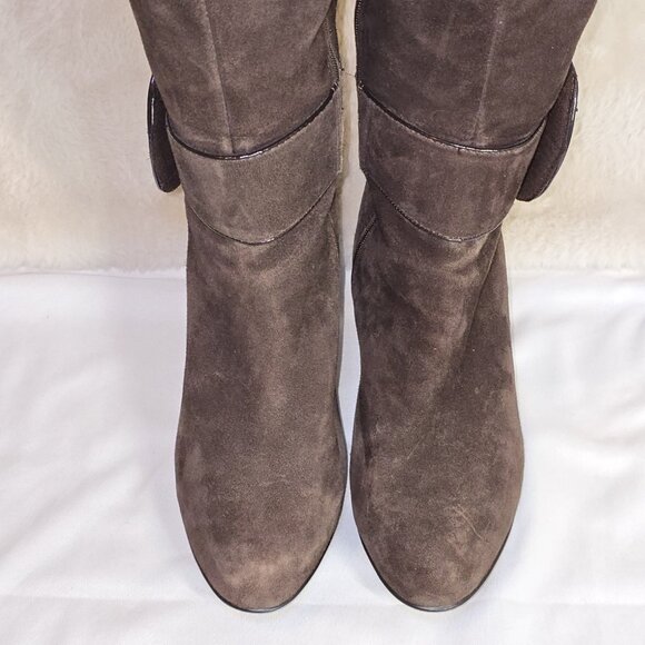 Söfft Women’s Brown Suede Tall Boots 8M | Leather Upper, Buckle Strap, Cone Heel - Picture 3 of 8